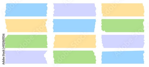 Collection of different adhesive tape, washi, mini tape vector sticker illustration