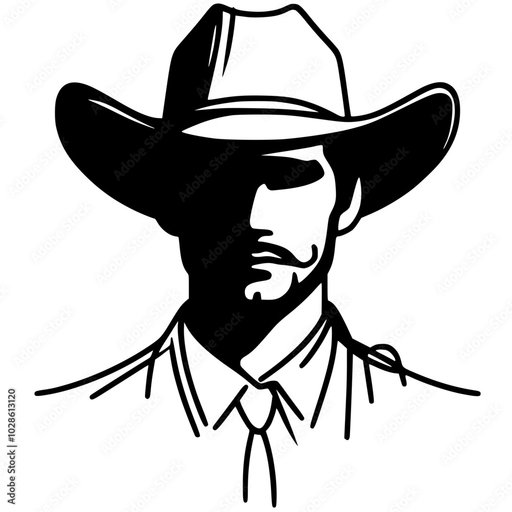 Cowboy portrait silhouette Cowboy portrait silhouette