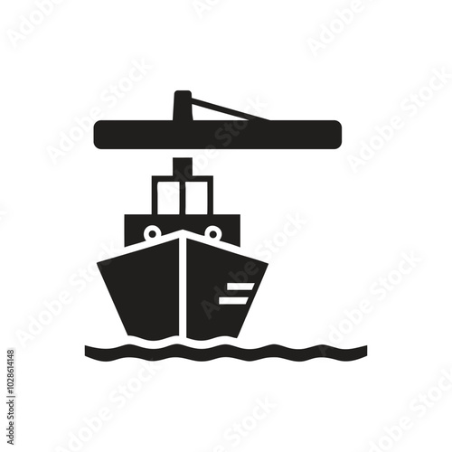 Cargo ship icon on white background