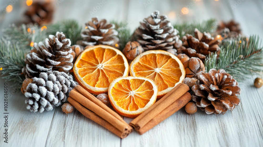 Heart Shaped Arrangement of Pine Cones and Oranges Heart Shaped Arrangement of Pine Cones and Oranges