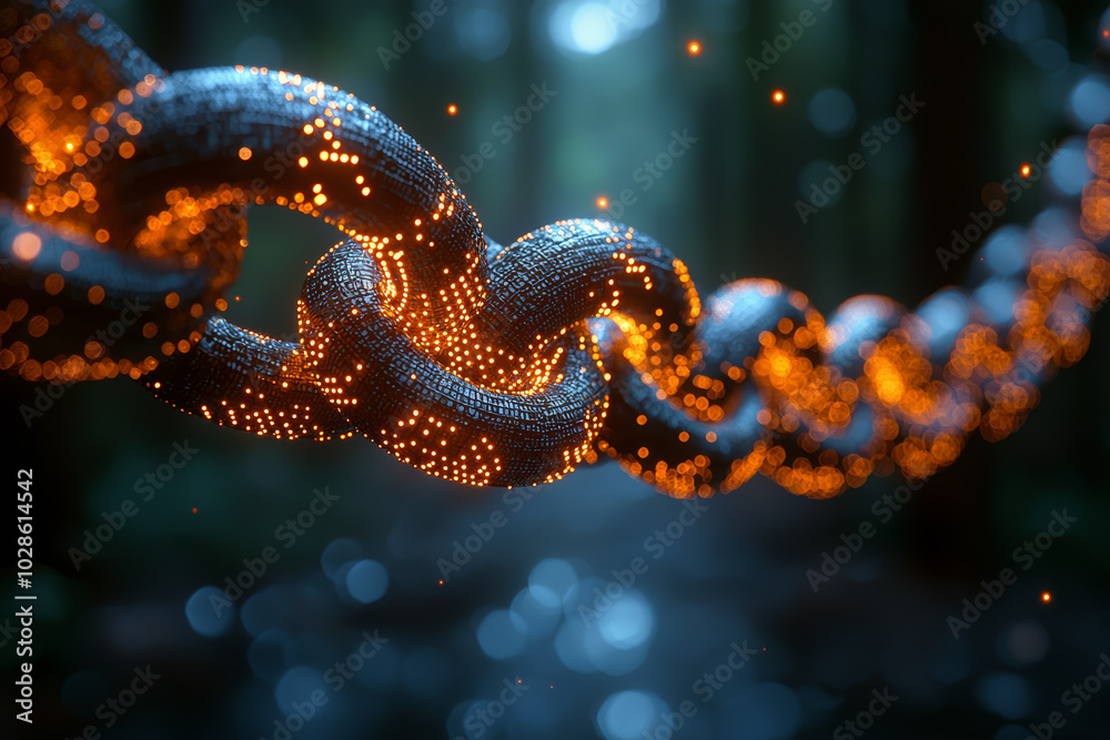 A blockchain firm partnering with a telecom company to enhance network security, representing blockchain's role in cybersecurity. Concept of cybersecurity. A blockchain firm partnering with a telecom company to enhance network security, representing blockchain's role in cybersecurity. Concept of cybersecurity.