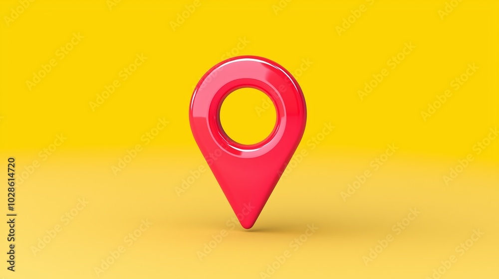 Simple map pin icon on yellow background, representing location tracking and navigation in logistics. Simple map pin icon on yellow background, representing location tracking and navigation in logistics.
