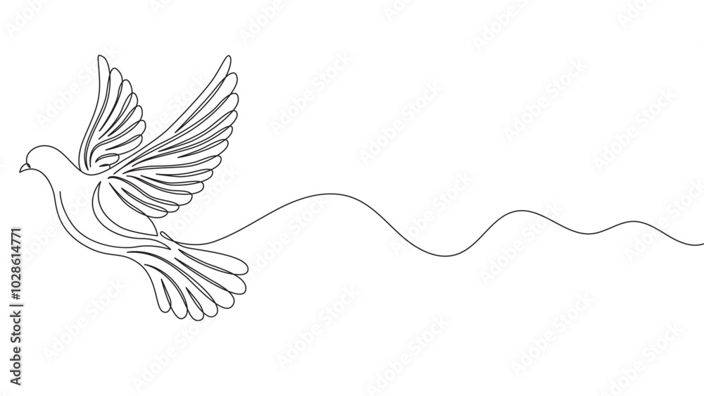 Fototapeta premium Dove line art style vector illustration. Dove as a symbol of peace and purity eps 10
