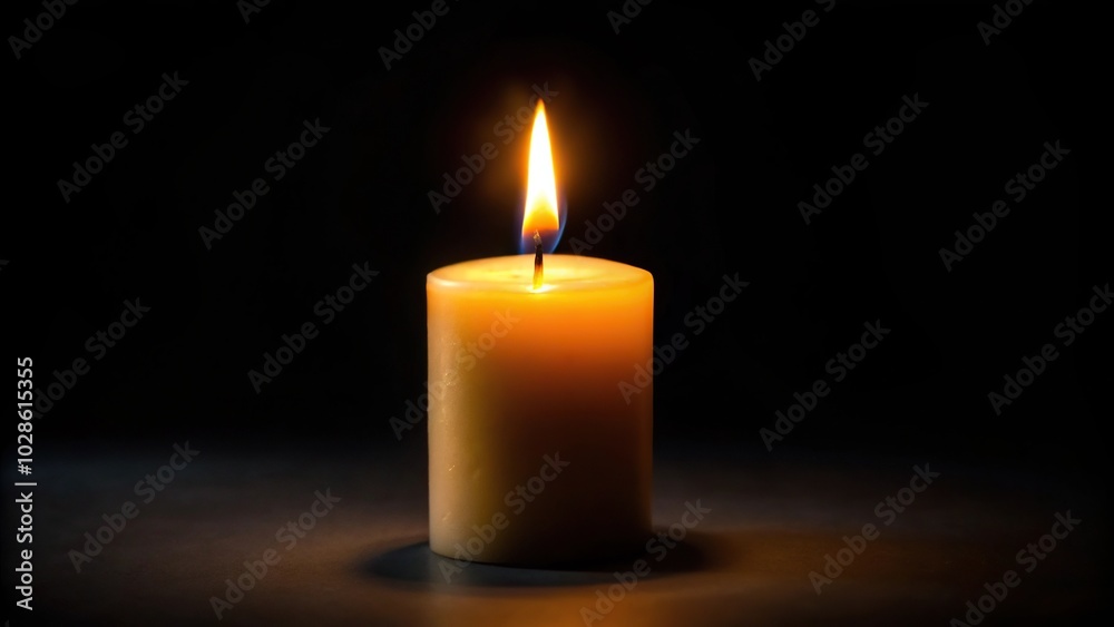 One light candle burning in dark background One light candle burning in dark background