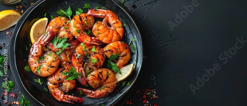 Grilled tiger prawns, shrimp