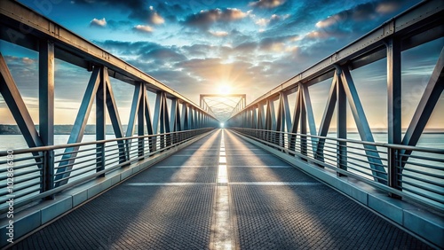 optical illusion of vanishing point bridge from low angle view