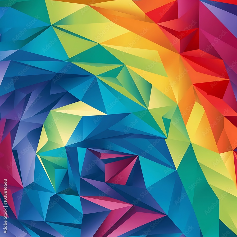 Fototapeta premium Colorful rainbow polygon background or vector frame. Rainbow colors