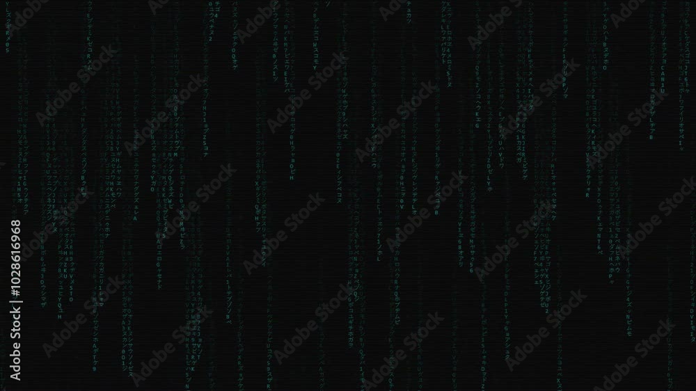 Raining code with glitch effect on black background Raining code with glitch effect on black background