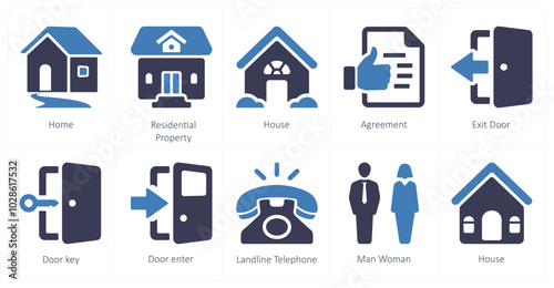 A set of 10 mix icons as home, residential property, house