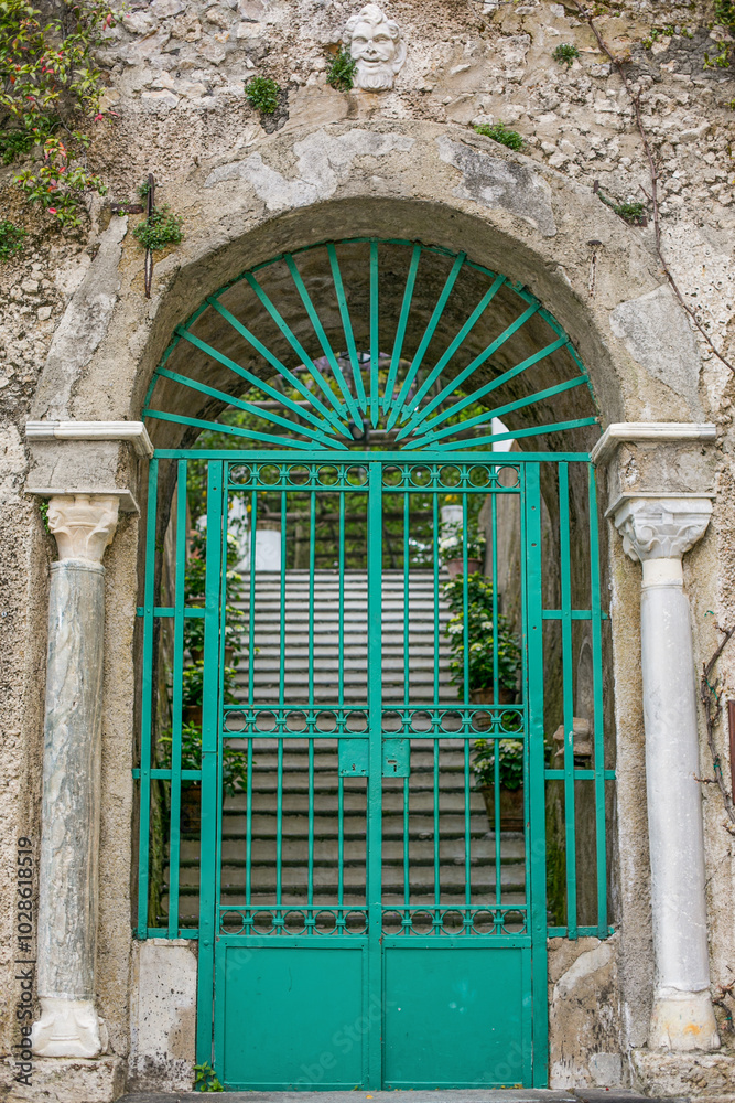 Arches and windows of a luxury villa in Ravello, Amalfi Coast, Italy