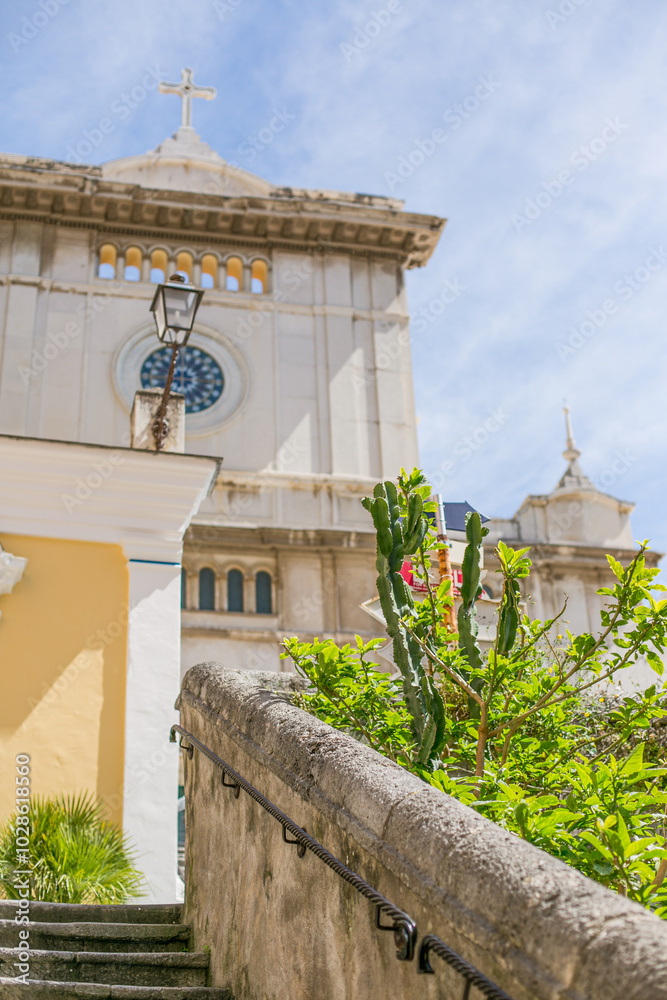 Luxury villa resort on the hillside overlooking Ravello on the Amalfi Coast in Italy