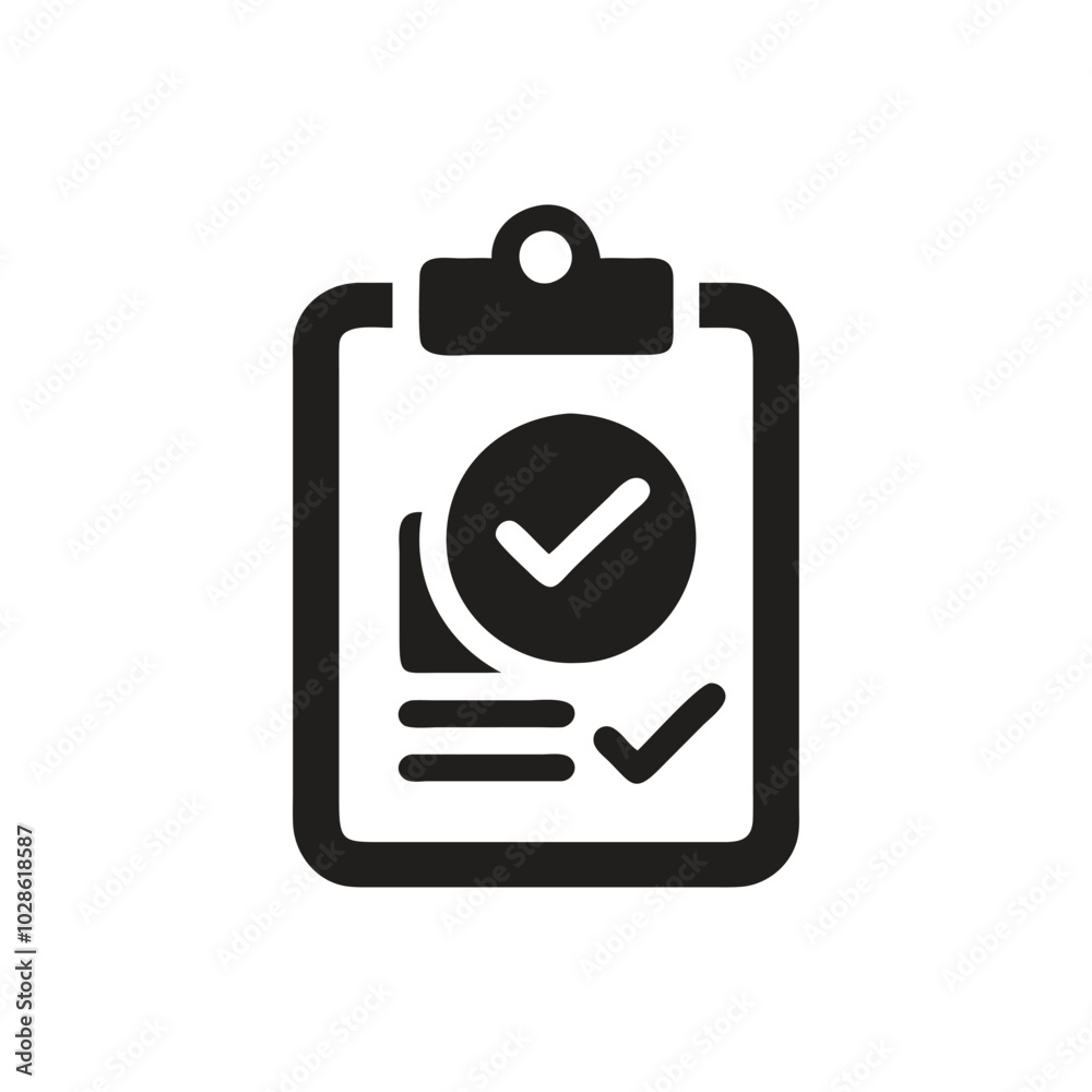 Clipboard Check Mark Tick Vector Icon on white background Clipboard Check Mark Tick Vector Icon on white background