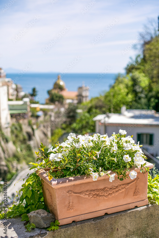Luxury villa resort on the hillside overlooking Ravello on the Amalfi Coast in Italy