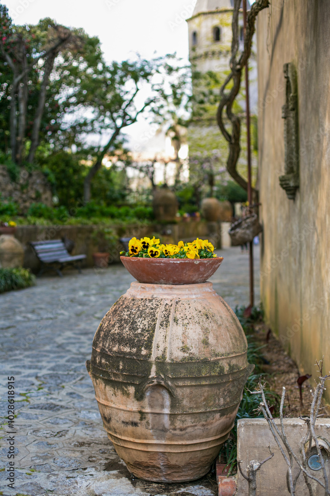 Luxury villa resort on the hillside overlooking Ravello on the Amalfi Coast in Italy
