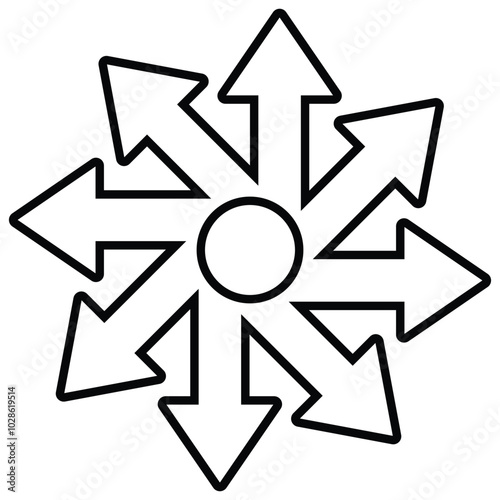 8 side arrow. Many ways directional arrow icon set on white background. Many different ways arrow sign vector illustration. From simple to complex arrow diagrams. vector illustration.