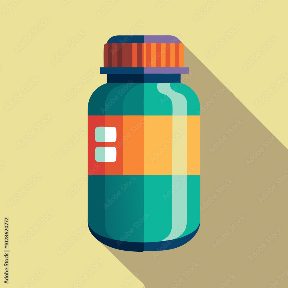 Colorful vitamin bottle illustration with flat design Colorful vitamin bottle illustration with flat design