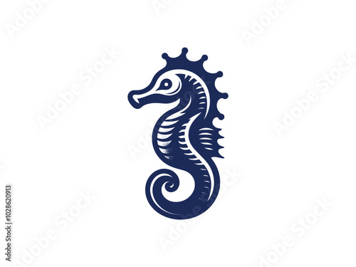 Seahorse. vintage engraving vector sea illustration, emblem, logo