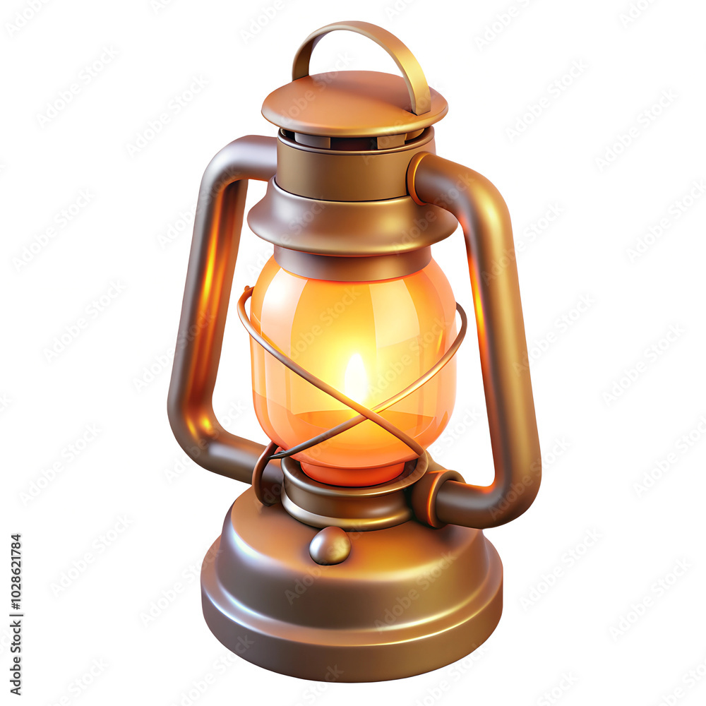 3D Rustic Lantern Glowing in Warm Light 3D Rustic Lantern Glowing in Warm Light