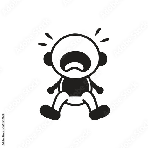 Baby Crying infant with tears icon on white background