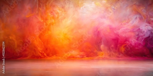 painted photographic backdrop lightened with orange and pink gel Depth of Field