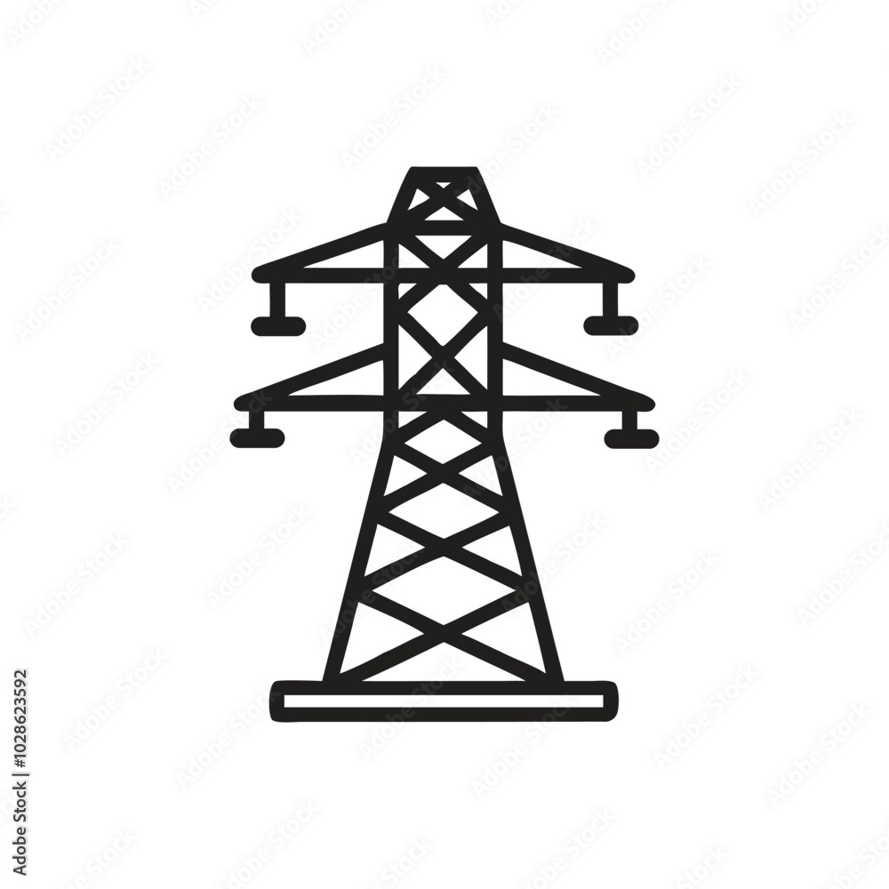Overhead Power Line Icon on white background Overhead Power Line Icon on white background