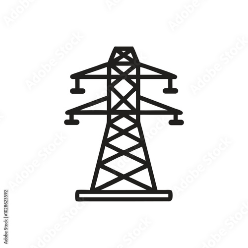 Overhead Power Line Icon on white background