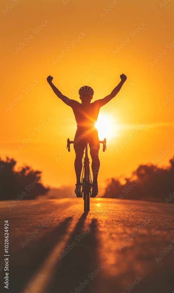 Silhouette of a cyclist at sunset. Silhouette of a cyclist at sunset.