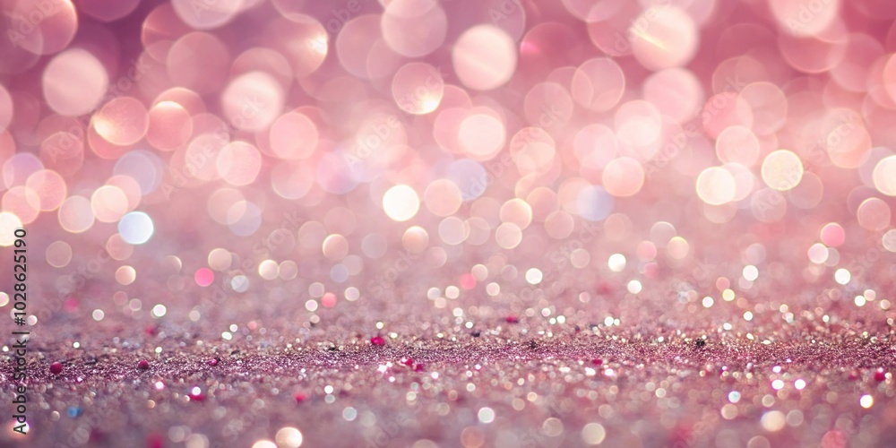 Pale pink glitter with defocused twinkly lights in an abstract background macro