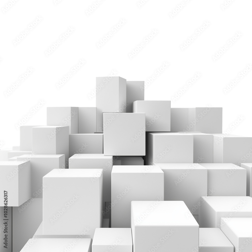 White cubes on a transparent background 