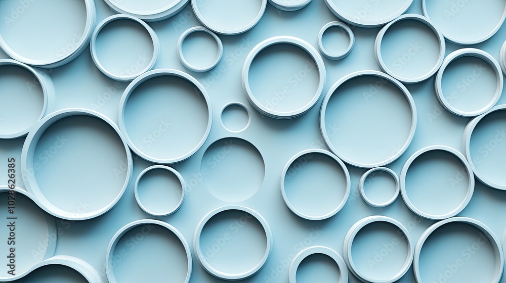 Abstract Circular Patterns on Soft Blue Background Abstract Circular Patterns on Soft Blue Background