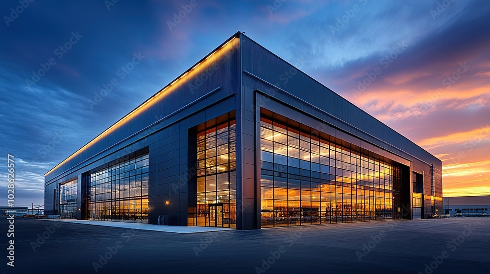 Modern Building with Sunset Sky Modern Building with Sunset Sky