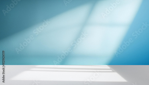 Wallpaper Mural Wall interior background, studio and backdrops show products. with shadow from window color white and blue Torontodigital.ca