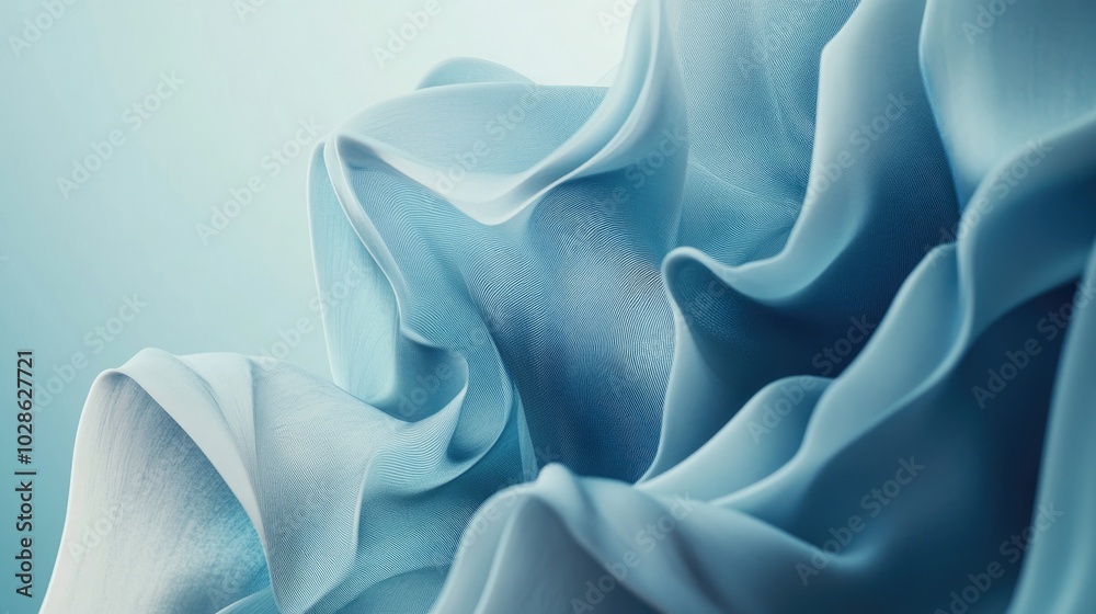 Obraz premium Soft Blue Fabric Waves Abstract Background
