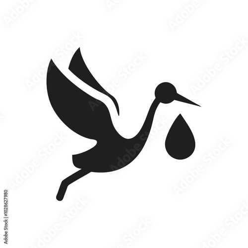 Bird carrying food Icon on white background