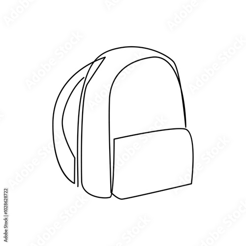 Bag pack One continuous single line hand drawn isolated background