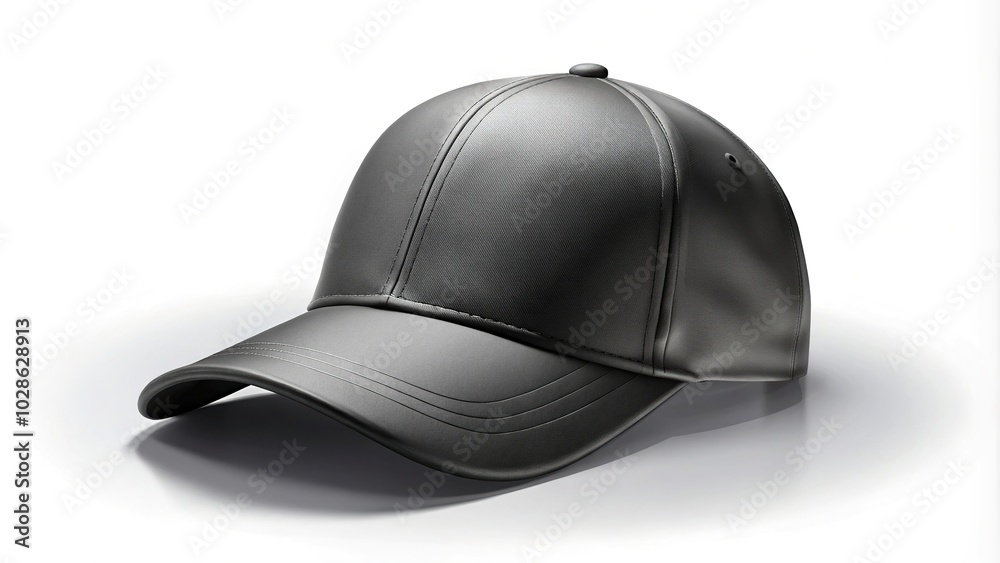 Fototapeta premium Panoramic black baseball cap with realistic shadow
