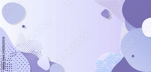 Blue purple background with rounded shapes and gradients, simple vector illustration of geometric figures, flat design, simple lines.