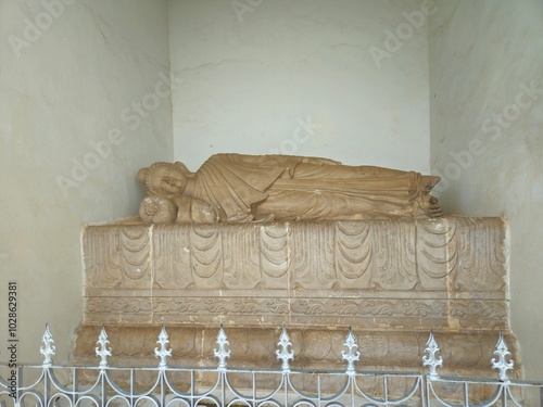 Lord buddha statue at Shanti Stupa, Dhauli giri Hills, Bhubaneswar, Odisha, India.