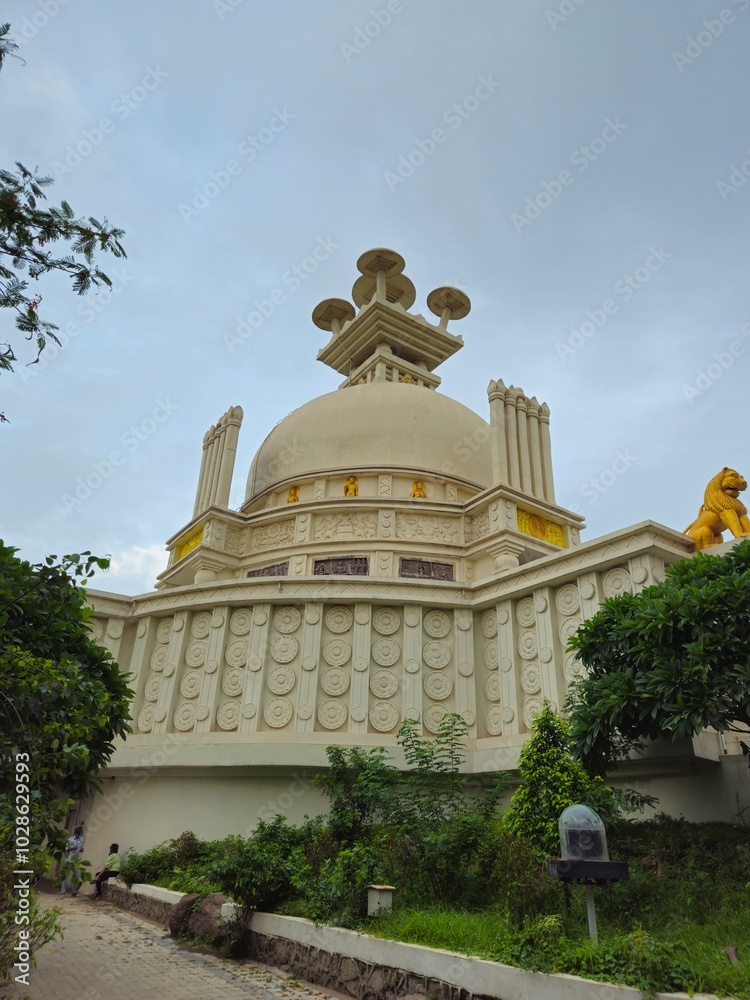 Shanti Stupa, Dhauli giri Hills, Bhubaneswar, Odisha, India. White peace pagoda & Buddhist shrine constructed atop Dhauli Hill in 1972. Shanti Stupa, Dhauli giri Hills, Bhubaneswar, Odisha, India. White peace pagoda & Buddhist shrine constructed atop Dhauli Hill in 1972.
