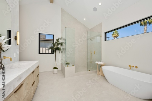 Interior design of a modern bathroom