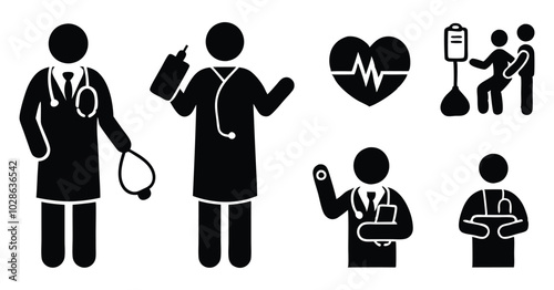 Set of Medical Professional doctor Icons - Doctors and Healthcare Workers Silhouettes
