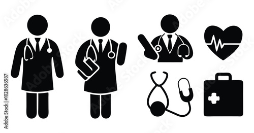 Set of Medical Professional doctor Icons - Doctors and Healthcare Workers Silhouettes
