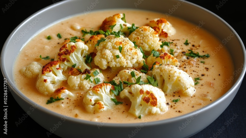 Creamy Vegan Cauliflower Soup in a Minimalist Modern Bowl Creamy Vegan Cauliflower Soup in a Minimalist Modern Bowl