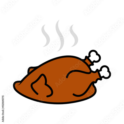 Happy thanksgiving cartoon. Roast turkey for thanksgiving, digital art illustration.