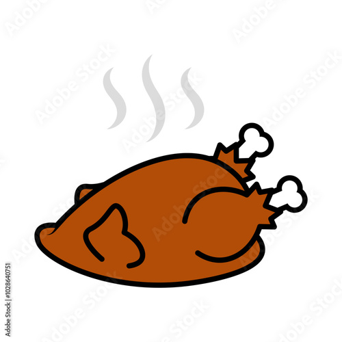 Happy thanksgiving cartoon. Roast turkey for thanksgiving, digital art illustration.