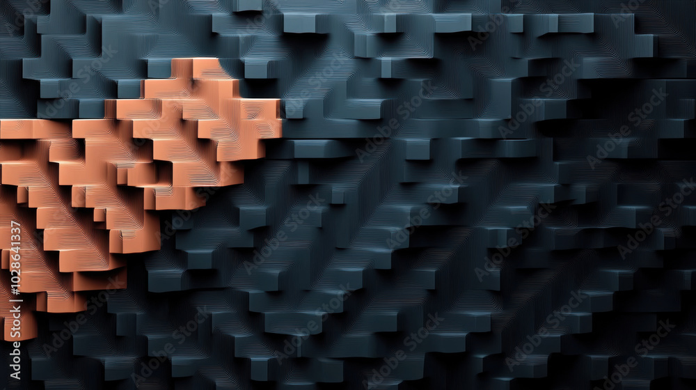 Fototapeta premium Intricate 3D abstract pattern with sharp edges and contrasting colors