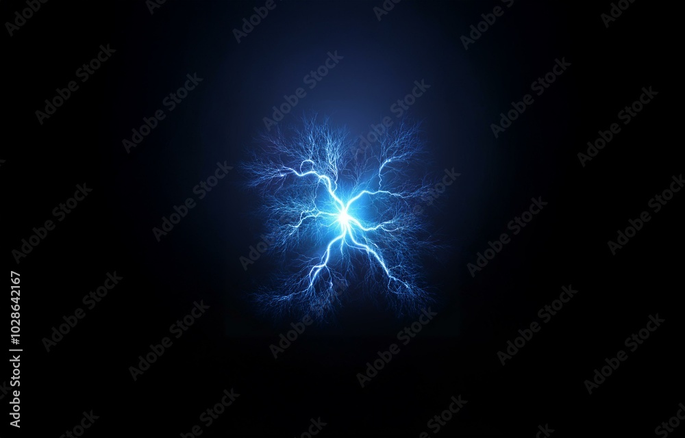 custom made wallpaper toronto digitalA bright blue electric discharge, resembling a tree, on a dark background.