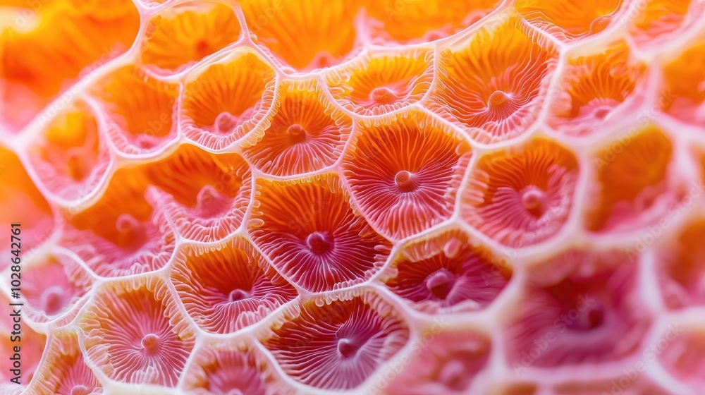 Colorful honeycomb pattern with intricate details and vibrant hues. Colorful honeycomb pattern with intricate details and vibrant hues.