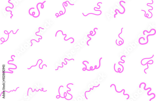 organic pink squiggle line element, 