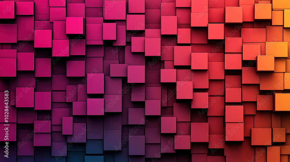 Futuristic 3D cubes interlocked in vibrant gradient of colors create stunning visual Futuristic 3D cubes interlocked in vibrant gradient of colors create stunning visual